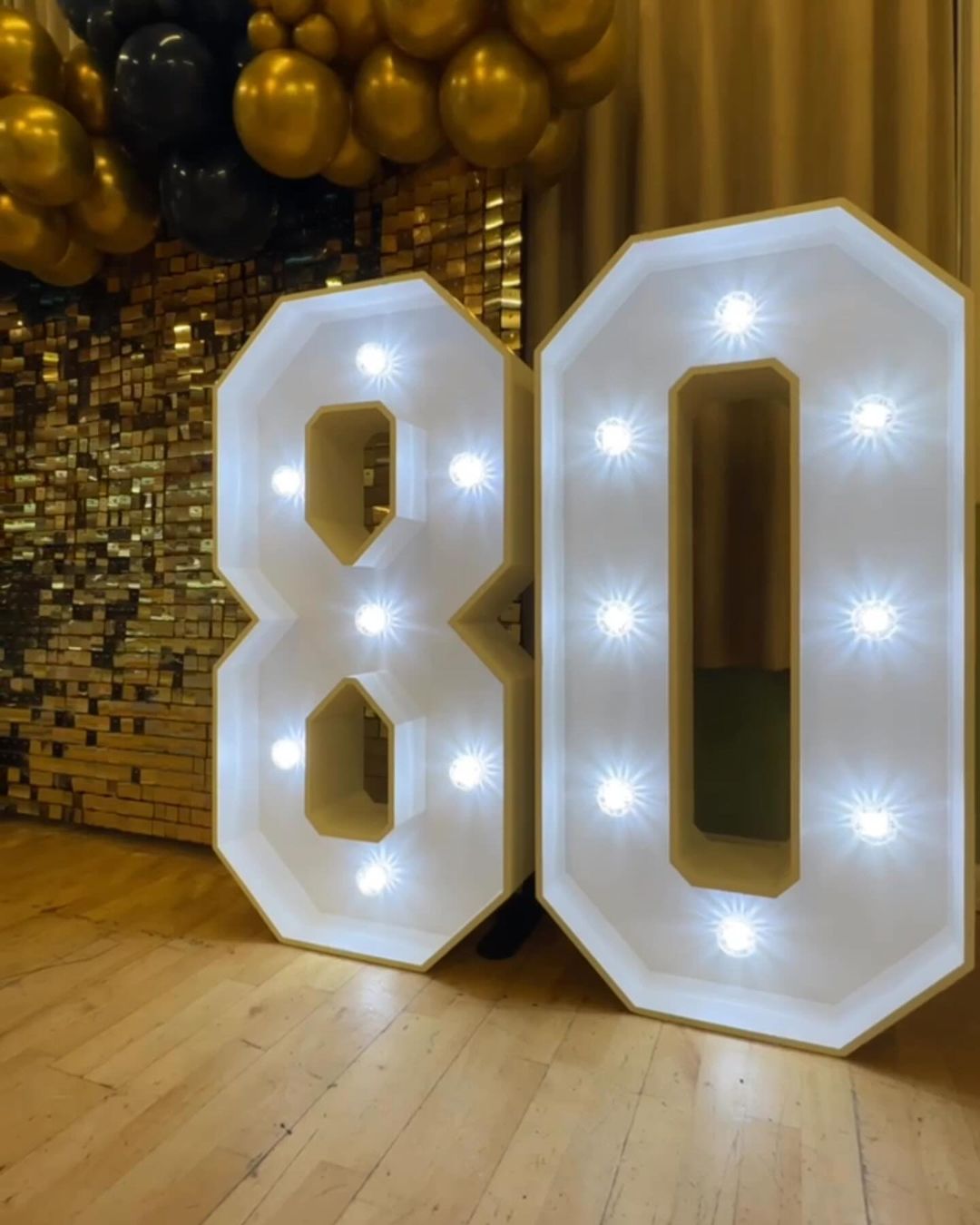 Light-up numbers at a birthday